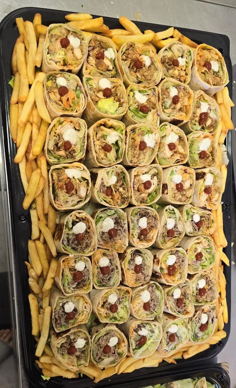 Falafel and dips arranged for a party